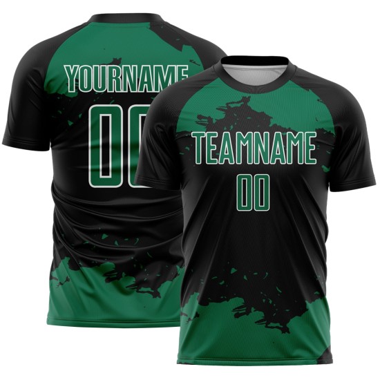 Uniform Kelly Custom Black Green-White Fragment Sublimation Soccer Art Jersey Abstract Uniform Kelly Custom Black Green-White Fragment Sublimation Soccer Art Jersey Abstract