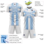 White Custom Sublimation Jersey Lines Blue Powder Uniform Soccer White Custom Sublimation Jersey Lines Blue Powder Uniform Soccer