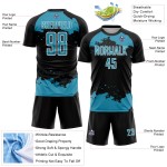 Panther Uniform Custom Sublimation Blue-White Art Black Jersey Soccer Abstract Fragment Panther Uniform Custom Sublimation Blue-White Art Black Jersey Soccer Abstract Fragment