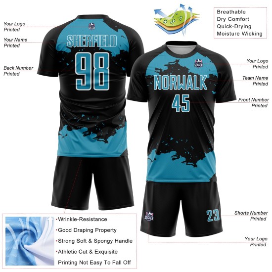Panther Uniform Custom Sublimation Blue-White Art Black Jersey Soccer Abstract Fragment Panther Uniform Custom Sublimation Blue-White Art Black Jersey Soccer Abstract Fragment