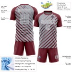 Gray-White Lines Uniform Soccer Sublimation Jersey Burgundy Custom Gray-White Lines Uniform Soccer Sublimation Jersey Burgundy Custom
