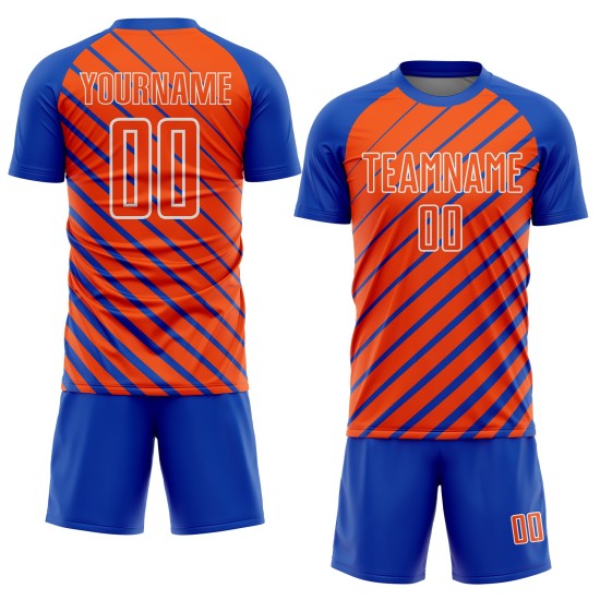 Lines Jersey Soccer Orange-White Blue Thunder Uniform Sublimation Custom Lines Jersey Soccer Orange-White Blue Thunder Uniform Sublimation Custom