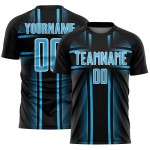 Black Uniform Sky Lines Custom Jersey Blue-White Soccer Sublimation Black Uniform Sky Lines Custom Jersey Blue-White Soccer Sublimation