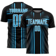 Black Uniform Sky Lines Custom Jersey Blue-White Soccer Sublimation