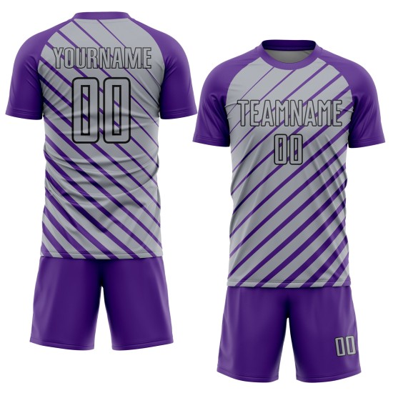 Soccer Purple Custom Gray-Black Sublimation Uniform Jersey Lines Soccer Purple Custom Gray-Black Sublimation Uniform Jersey Lines