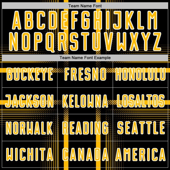 Black Soccer Lines Uniform Sublimation Jersey Gold-White Custom Black Soccer Lines Uniform Sublimation Jersey Gold-White Custom