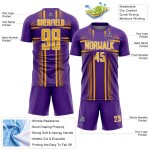Sublimation Soccer Gold-White Uniform Jersey Purple Custom Lines Sublimation Soccer Gold-White Uniform Jersey Purple Custom Lines
