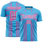 Uniform Lines Sublimation Jersey Sky Soccer Custom Blue Pink-White