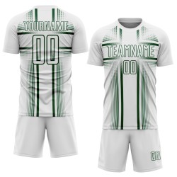White Green Uniform Lines Custom Sublimation Soccer Jersey White Green Uniform Lines Custom Sublimation Soccer Jersey