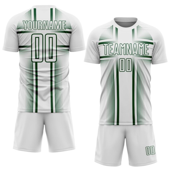 White Green Uniform Lines Custom Sublimation Soccer Jersey White Green Uniform Lines Custom Sublimation Soccer Jersey