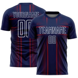 Uniform Jersey Sublimation Custom Lines Navy Soccer Crimson-White