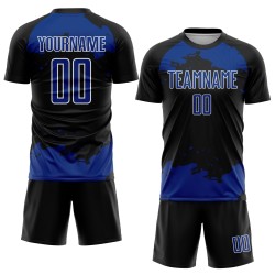 Soccer Sublimation Custom Abstract Royal-White Uniform Art Jersey Black Fragment