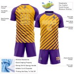 Jersey Purple Sublimation Uniform Gold-White Custom Soccer Lines