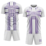 Soccer Sublimation White Uniform Purple Jersey Lines Custom Soccer Sublimation White Uniform Purple Jersey Lines Custom