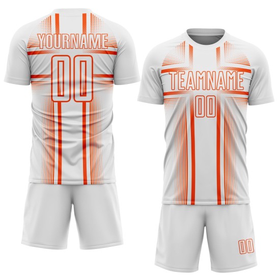 Lines Jersey White Uniform Soccer Custom Orange Sublimation Lines Jersey White Uniform Soccer Custom Orange Sublimation