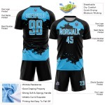 Art Custom Sky Uniform Jersey Fragment Sublimation Soccer Black Blue-White Abstract Art Custom Sky Uniform Jersey Fragment Sublimation Soccer Black Blue-White Abstract
