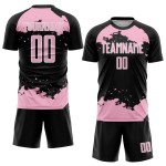 Black Sublimation Jersey Uniform Light Soccer Pink-White Fragment Abstract Art Custom