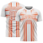 Lines Jersey White Uniform Soccer Custom Orange Sublimation Lines Jersey White Uniform Soccer Custom Orange Sublimation