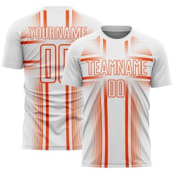 Lines Jersey White Uniform Soccer Custom Orange Sublimation