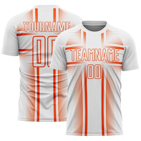 Lines Jersey White Uniform Soccer Custom Orange Sublimation Lines Jersey White Uniform Soccer Custom Orange Sublimation