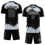 Black Fragment Custom Uniform Jersey Sublimation Soccer Silver-White Art Abstract Black Fragment Custom Uniform Jersey Sublimation Soccer Silver-White Art Abstract
