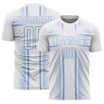 Uniform Custom Jersey Light Blue Soccer Sublimation Lines White Uniform Custom Jersey Light Blue Soccer Sublimation Lines White