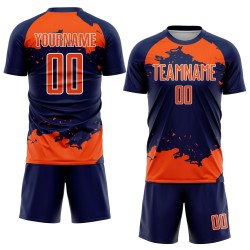 Sublimation Art Orange-White Soccer Navy Custom Abstract Uniform Fragment Jersey