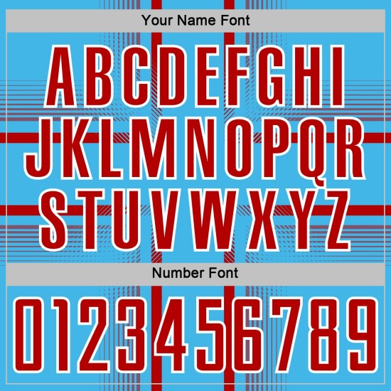 Jersey Uniform Sublimation Soccer Blue Lines Custom Red-White Sky Jersey Uniform Sublimation Soccer Blue Lines Custom Red-White Sky