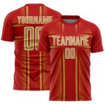 Gold-White Red Lines Sublimation Old Uniform Soccer Custom Jersey Gold-White Red Lines Sublimation Old Uniform Soccer Custom Jersey