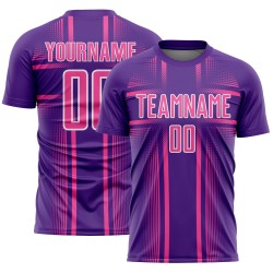 Pink-White Purple Soccer Sublimation Uniform Lines Custom Jersey