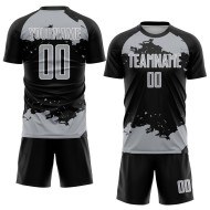 Fragment Gray-White Black Jersey Soccer Uniform Custom Sublimation Abstract Art Fragment Gray-White Black Jersey Soccer Uniform Custom Sublimation Abstract Art