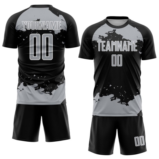 Fragment Gray-White Black Jersey Soccer Uniform Custom Sublimation Abstract Art Fragment Gray-White Black Jersey Soccer Uniform Custom Sublimation Abstract Art