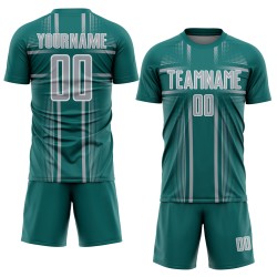 Lines Gray-White Uniform Sublimation Teal Jersey Soccer Custom Lines Gray-White Uniform Sublimation Teal Jersey Soccer Custom