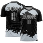 Black Fragment Custom Uniform Jersey Sublimation Soccer Silver-White Art Abstract Black Fragment Custom Uniform Jersey Sublimation Soccer Silver-White Art Abstract