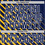 Navy-White Lines Gold Jersey Soccer Custom Sublimation Uniform Navy-White Lines Gold Jersey Soccer Custom Sublimation Uniform