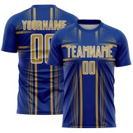 Gold-White Lines Sublimation Custom Old Uniform Jersey Soccer Royal