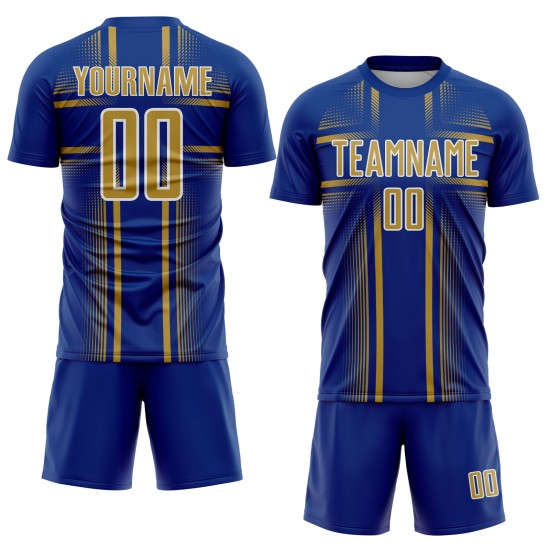 Gold-White Lines Sublimation Custom Old Uniform Jersey Soccer Royal Gold-White Lines Sublimation Custom Old Uniform Jersey Soccer Royal