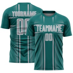 Lines Gray-White Uniform Sublimation Teal Jersey Soccer Custom