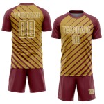 Soccer Uniform Burgundy Gold-White Old Lines Sublimation Jersey Custom Soccer Uniform Burgundy Gold-White Old Lines Sublimation Jersey Custom