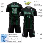 Lines Green-White Jersey Black Soccer Uniform Kelly Custom Sublimation