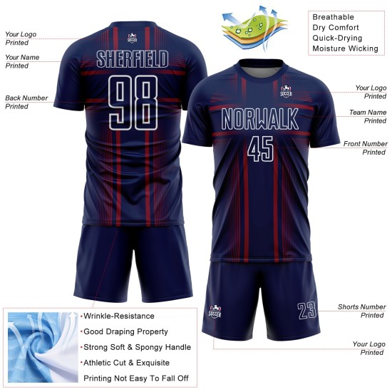Uniform Jersey Sublimation Custom Lines Navy Soccer Crimson-White Uniform Jersey Sublimation Custom Lines Navy Soccer Crimson-White