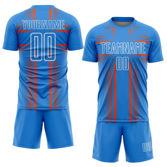 Uniform Powder Soccer Orange-White Blue Sublimation Custom Jersey Lines