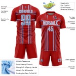 Custom Blue-White Red Lines Sublimation Jersey Light Uniform Soccer Custom Blue-White Red Lines Sublimation Jersey Light Uniform Soccer