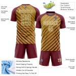 Soccer Uniform Burgundy Gold-White Old Lines Sublimation Jersey Custom Soccer Uniform Burgundy Gold-White Old Lines Sublimation Jersey Custom