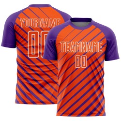 Lines Sublimation Jersey Uniform Custom Purple Soccer Orange-White