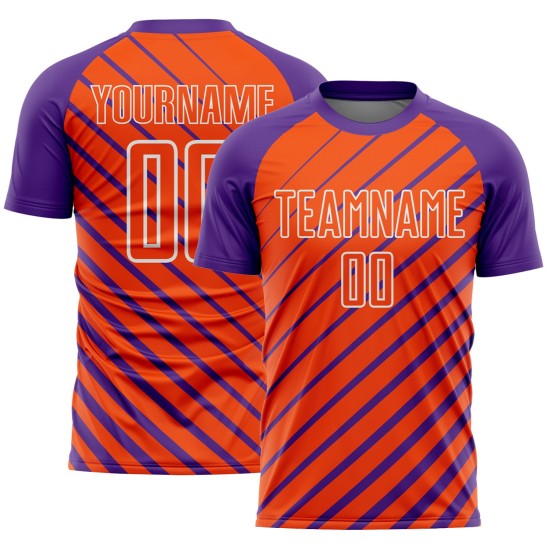 Lines Sublimation Jersey Uniform Custom Purple Soccer Orange-White Lines Sublimation Jersey Uniform Custom Purple Soccer Orange-White