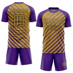 Old Gold-Black Purple Uniform Jersey Lines Custom Soccer Sublimation