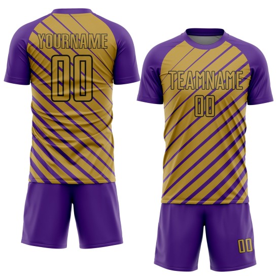 Old Gold-Black Purple Uniform Jersey Lines Custom Soccer Sublimation