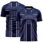 Uniform Lines Custom Sublimation Navy Gray Soccer Jersey