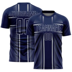 Uniform Lines Custom Sublimation Navy Gray Soccer Jersey